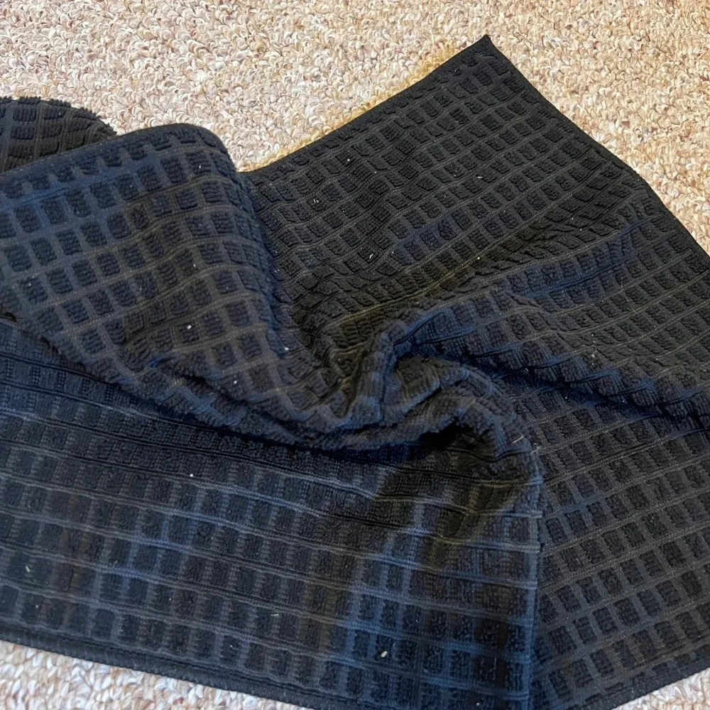 Black Waffle Weave Dish Drying Mat Thick Absorbent Kitchen Towel Mat 20x14.5